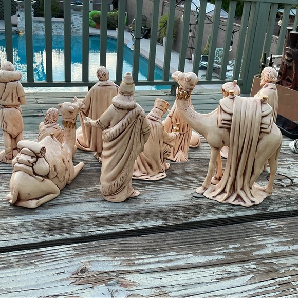 Rare Nice Big Vintage Nativity Set Christmas Prop Display Ceramic Lot 13 Piece - Picture 5 of 16